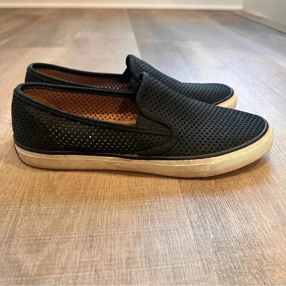 Sperry TopSider Seaside Perf Slip On Shoe Size 10 Black GUC - Picture 4 of 7